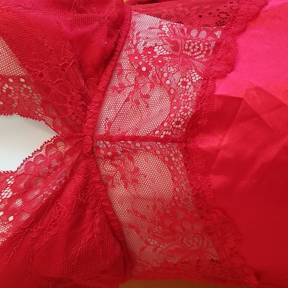 ❣️SOLD❣️NWT Frederick's Of Hollywood Rosalina Rose Lace And Satin Gown in Red - Picture 5 of 12